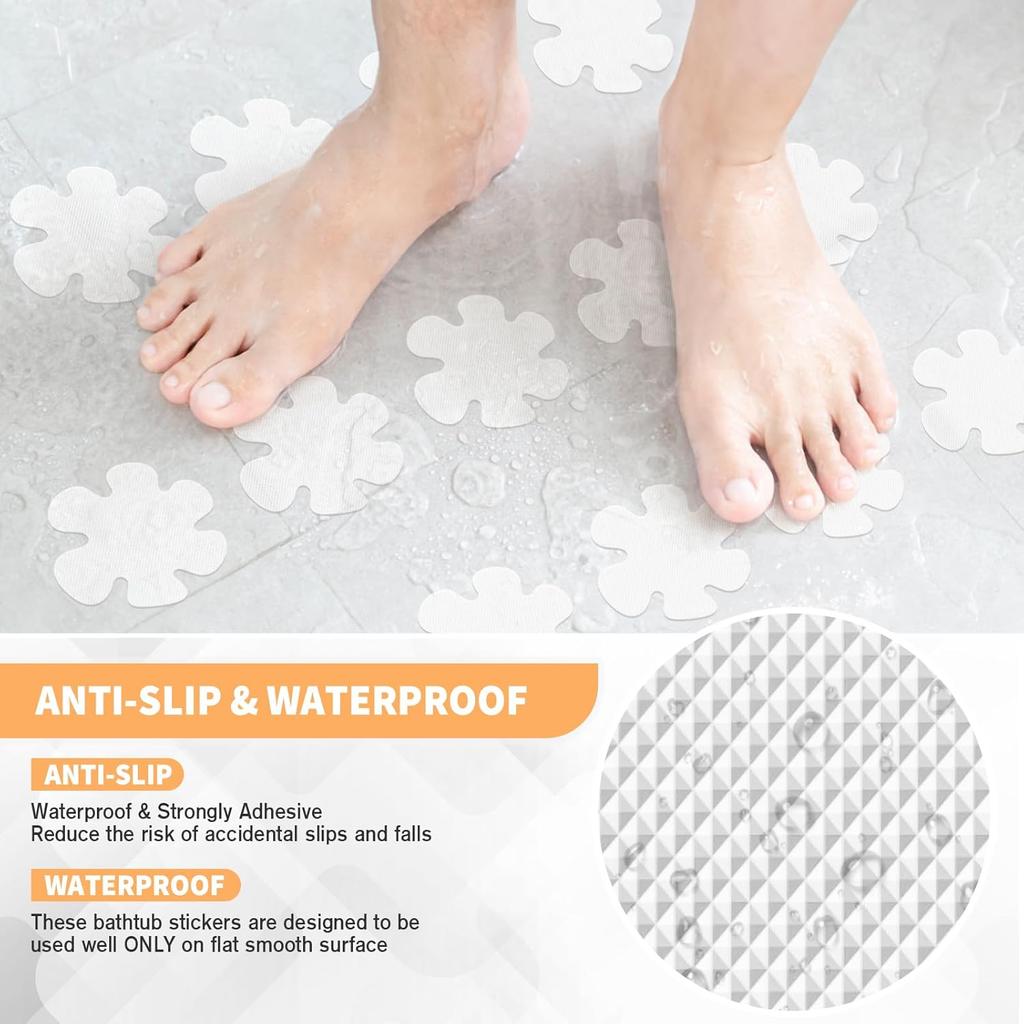 Non Slip Bathtub Stickers, 24 PCS Shower Stickers for Safety Bathroom Tubs, Bathtub Non Slip Stickers and Adhesive Decals Scraper for Bath Tub,