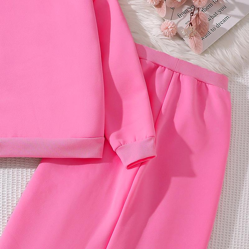 Girls' Fleece-Lined Spring Hoodie & Wide-Leg Pants Two-Piece Set 2025