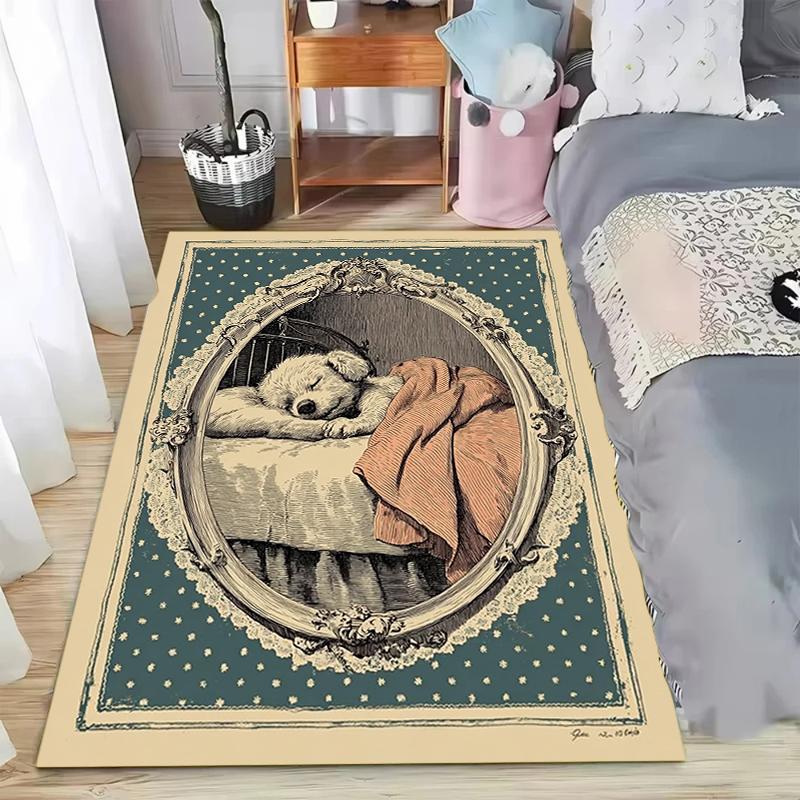 

Animal Illustration Rectangular Area Rug for Bedroom Living Room Office Non Slip Washable Floor Mat Home Decorative Soft Carpet 40X60CM