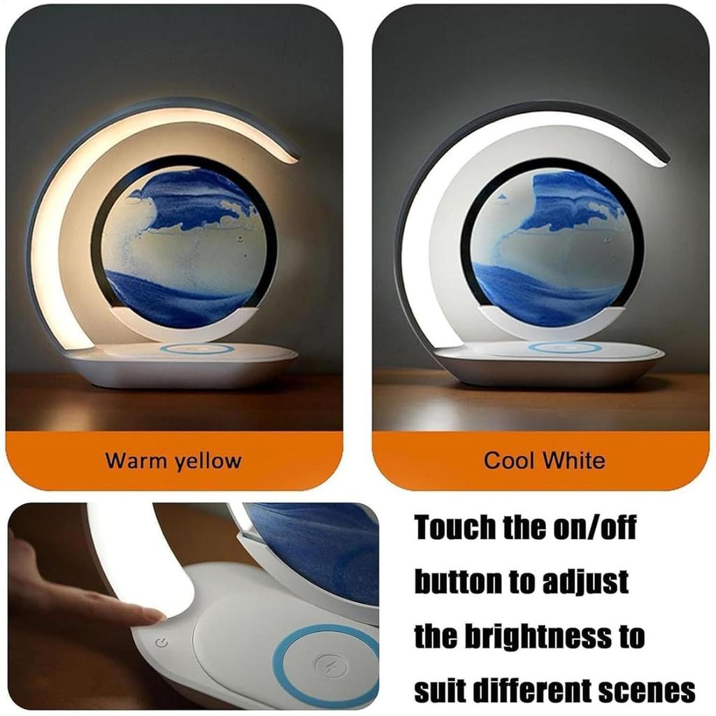 Wireless Charging Light Moving Sand Art Wireless Magnetic Charger For Office Bedroom Table Night Bathroom Home Sensory