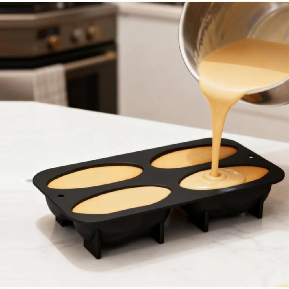 4-Cell Design Pistachios Chocolate Mold Coffee Bean-shaped Food Grade Silicone French Pastry Mold Reusable Flexible Baking Tools