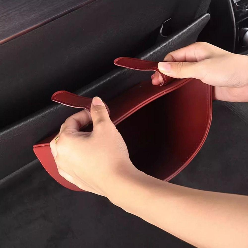 Leather Vehicle Garbage Bin Hanging Rubbish Bucket Car Organizer Car Backseat Storage Box  Sundries