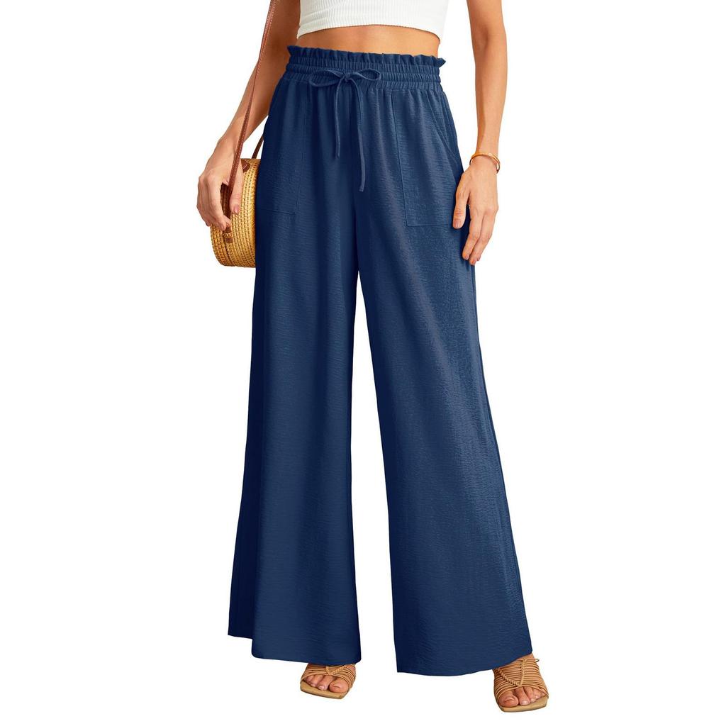 Women's Comfortable Cotton Linen Wide-Leg Drawstring Pants