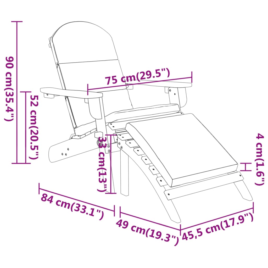 Vidaxl 3-Cz. Adirondack Garden Lounge Set, Acacia Wood