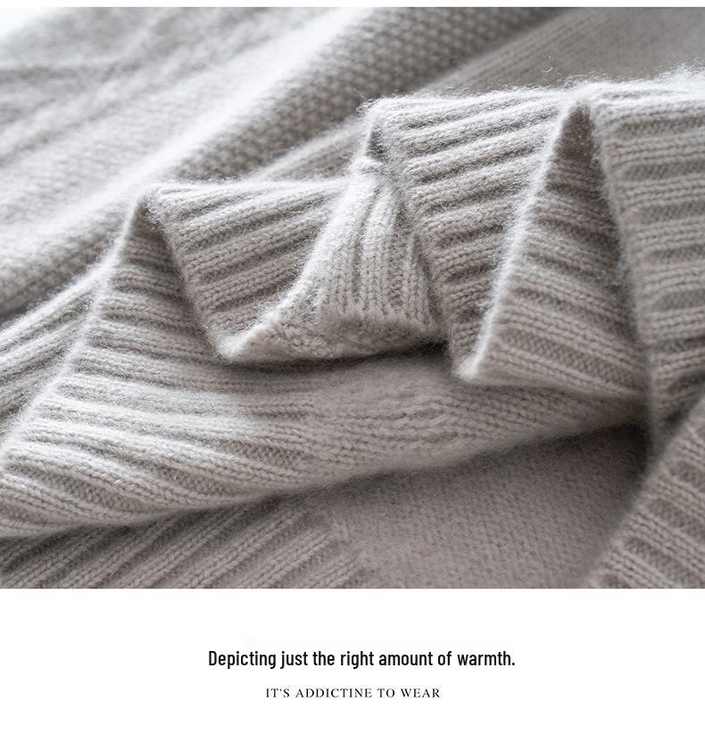 Cashmere High Neck Loose Knit Cardigan with Pockets - Women's Autumn/Winter Fashion Outerwear