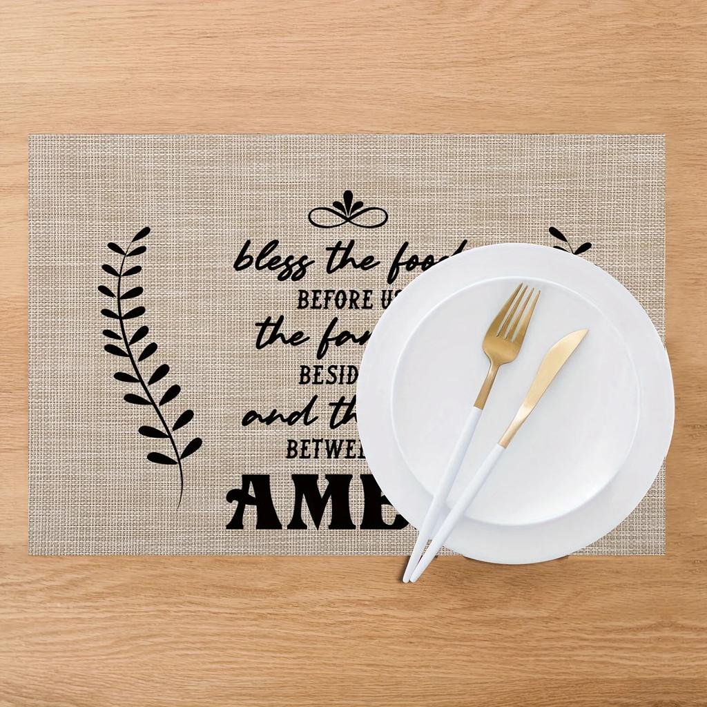 1PC Blessing Table Pad Printed Font Linen Meal Mat Kitchen Tables Decoration Placepads Party Anti Scalding Protection Desktop