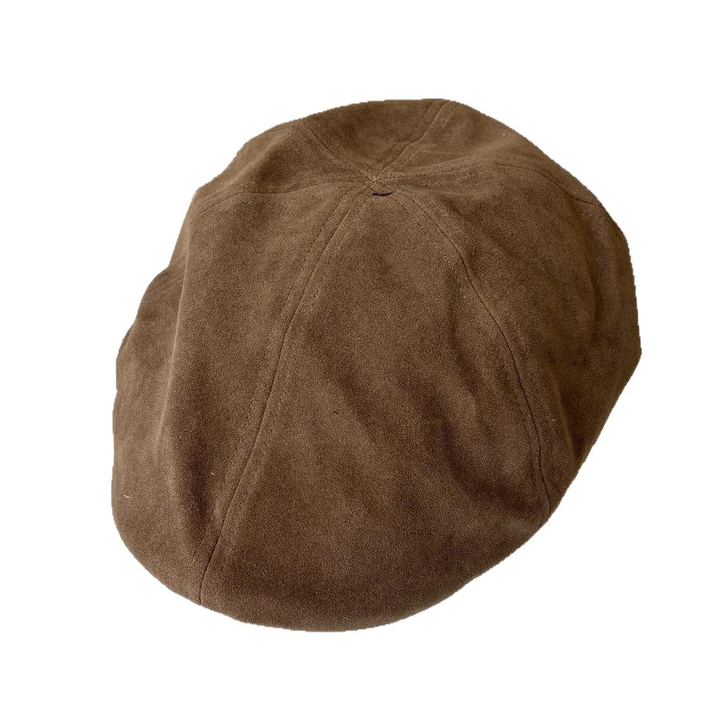 Suede Reverse Forward Cap Season Suede Warm Beret Ladies Vintage Big Head Cap