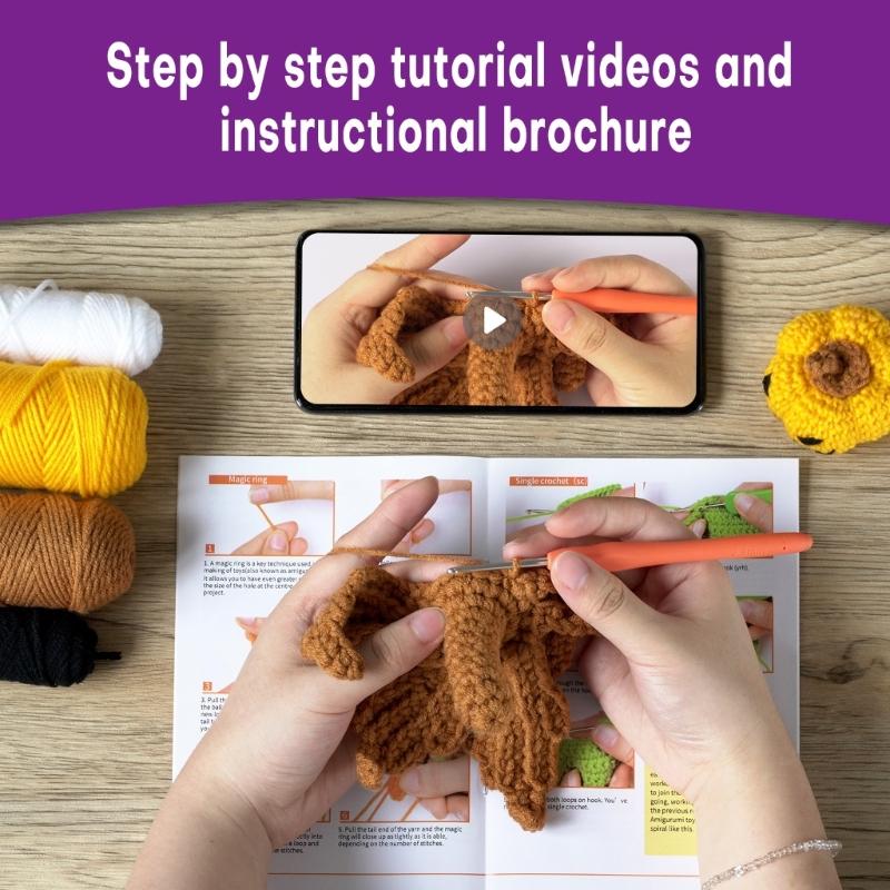 Halloween Crochet Set Knitting Supplies Beginner Crochet Set for Kid Adult, with Step-by-Step Video Tutorial Instruction