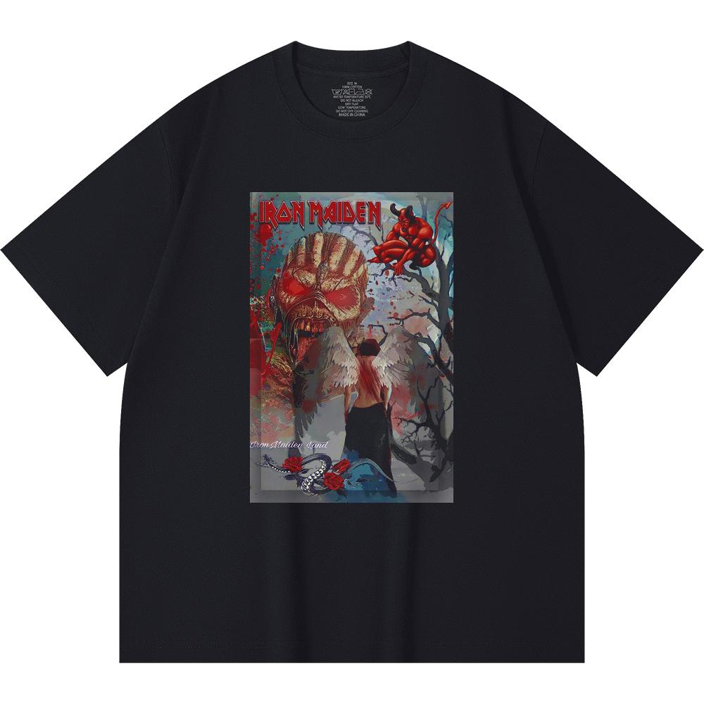 230 Gsm 100% Cotton Heavy Metal T-Shirt Rock Band Popular Music Print Unisex Heavy Cotton T Shirt