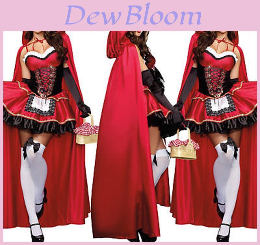 Riding Red Little Hood Costume Cosplay Adult Halloween Party Fancy Costume Dress
