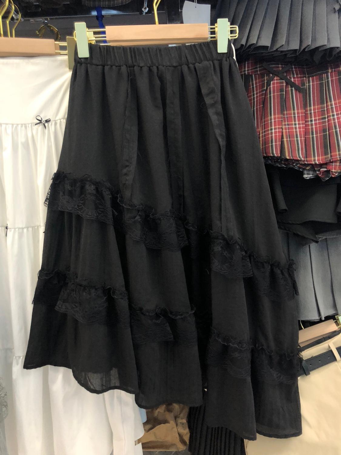 

Французская серая кружевная юбка-торт, юбка средней и длинной длины, женская юбка нестандартной формы, модная юбка Harajuku высокого класса one size fits all