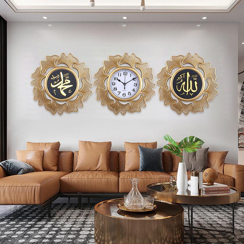 Modern Living Room Home Decoration Wall Clock Set Southeast Asia Creative Frame Hollow Clock Font Clear Quartz Clock
