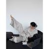 [Korean Leopard Print Three-piece Set] Summer New Ice Silk Pajamas Women's Satin Leopard Print Short-sleeved High-end Loungewear