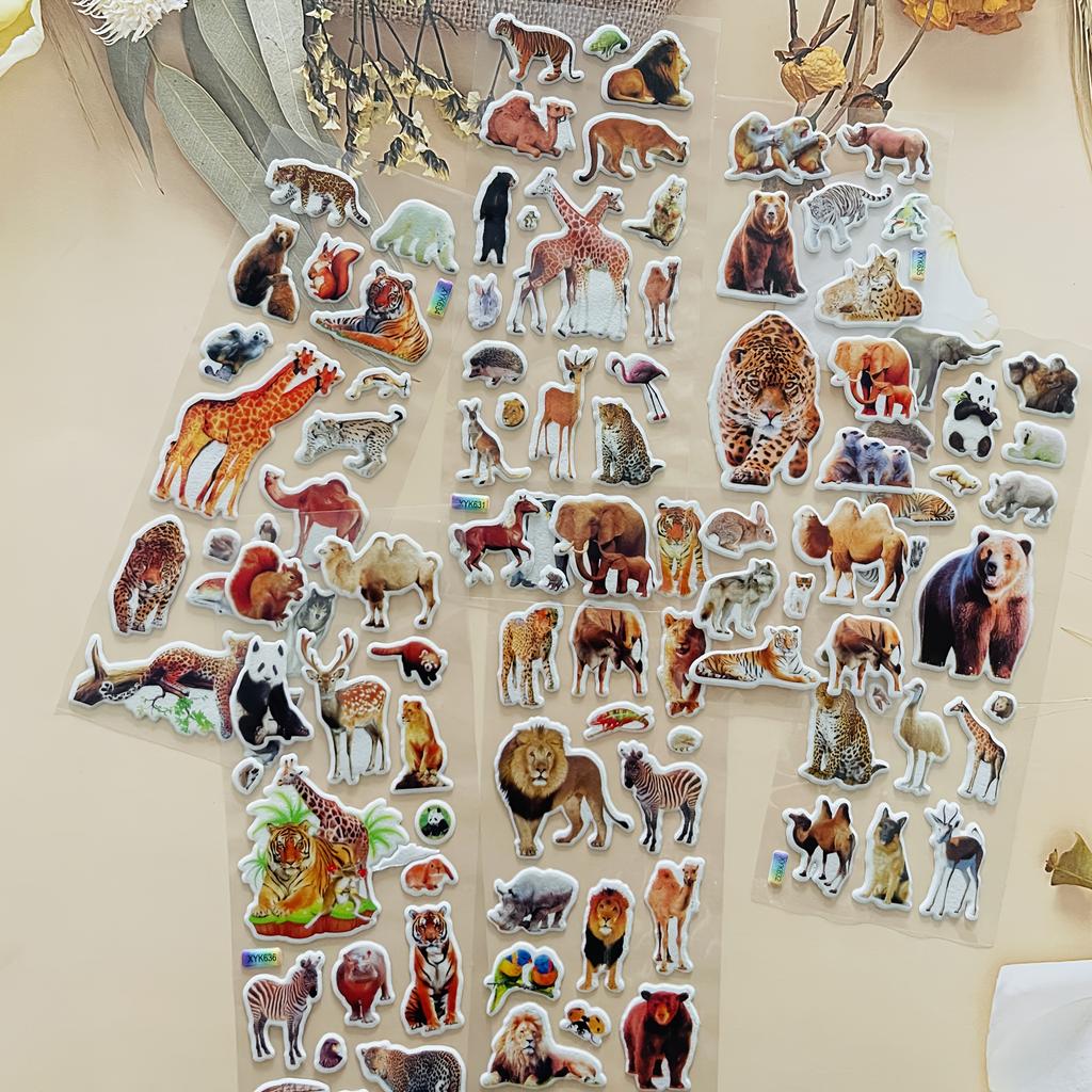 10pcs Forest Animal Vinyl Stickers - Giraffe Lion Tiger Elephant Designs for DIY Journal Decor, Cup Decoration & Notebooks ZSY