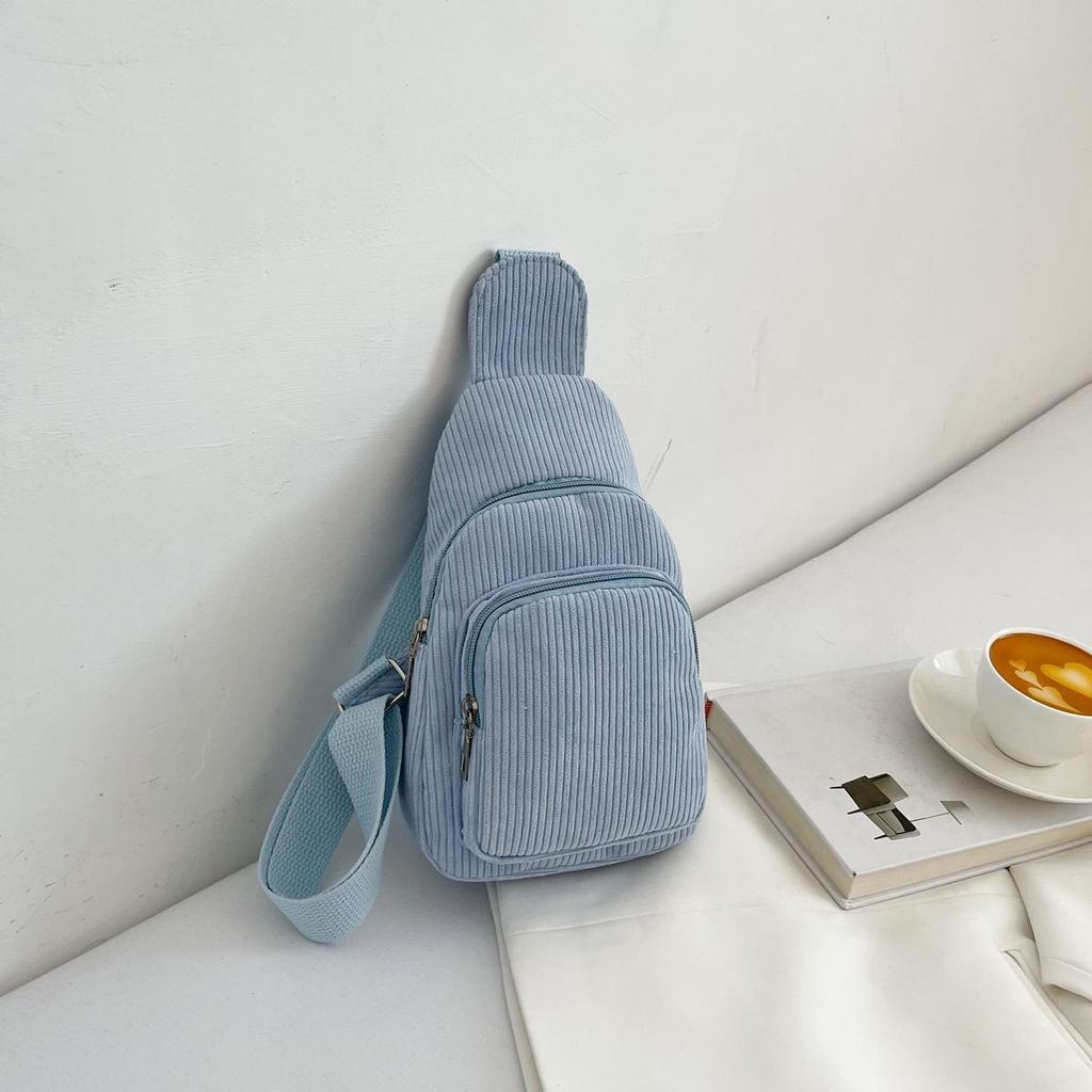 Women's Solid Color Corduroy Crossbody and Waist Bag - Casual and Simple Design
