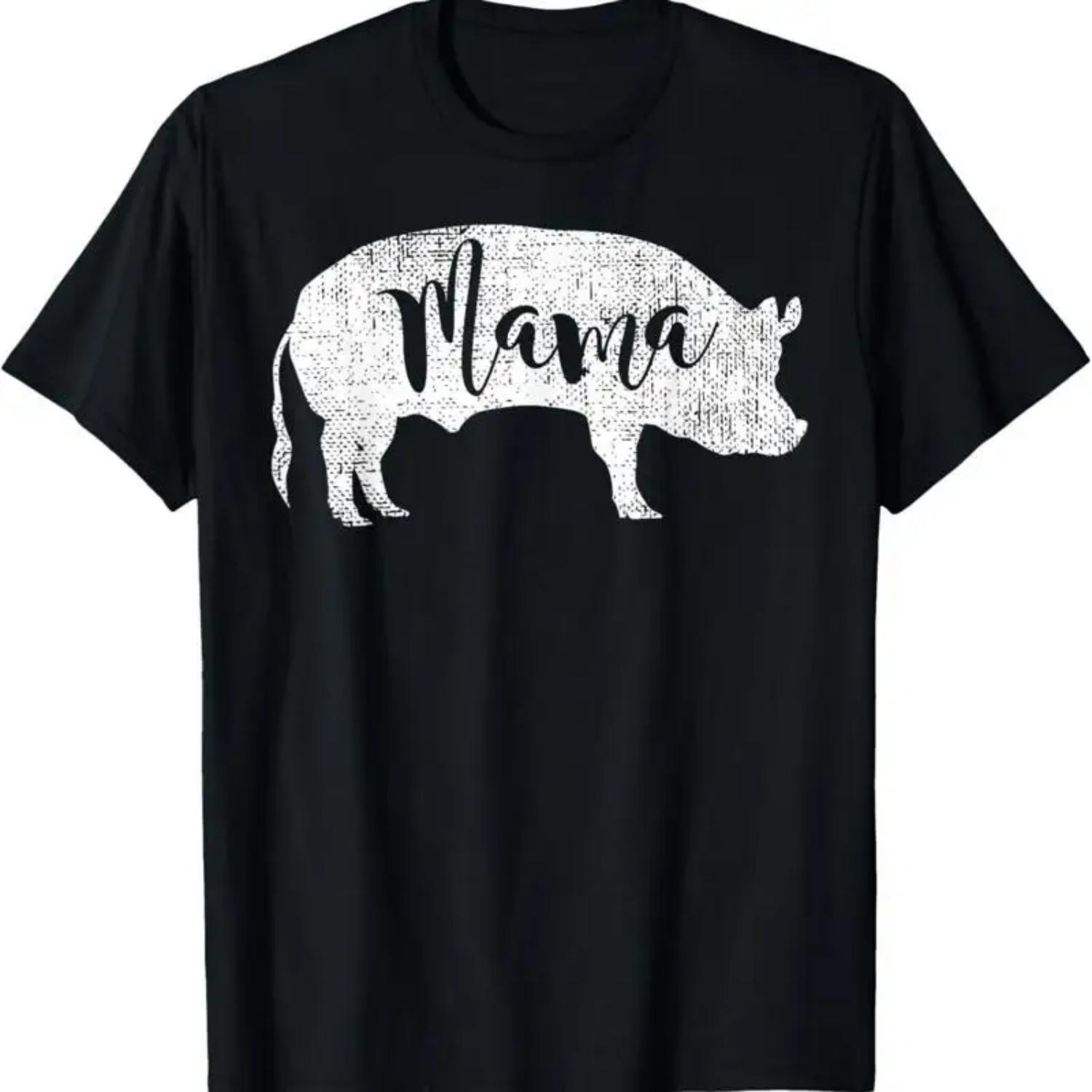 

Mama Pig Piggy Distressed Cute T Shirt XXXXXL чорний