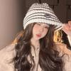 New Korean Version of Versatile Knitted Hat for Women's Trendy Warm Striped Wool Hat Big Head Ear Protection Cold Hat