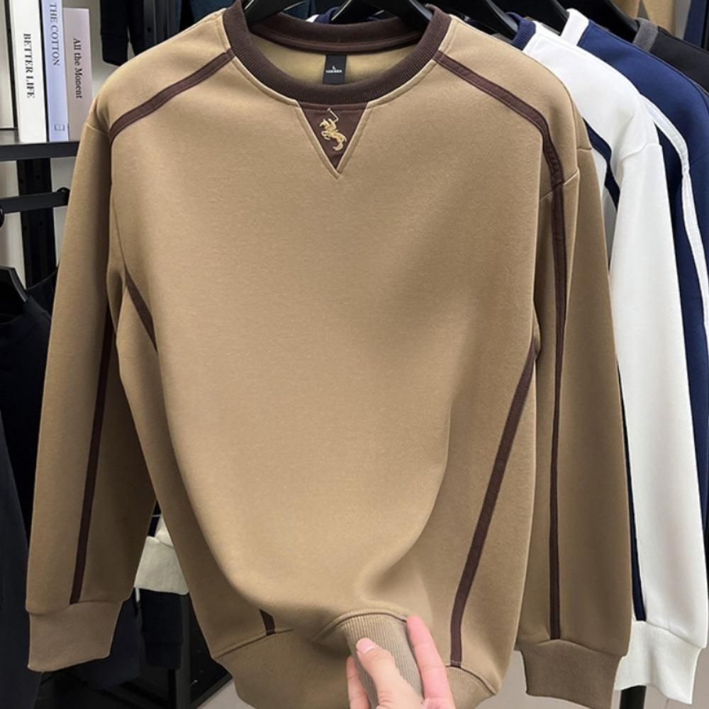 Fashionable and Casual Round-neck Men's Long-sleeved Top for Autumn and Winter Fitness and Sports