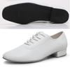 Scarpe da Uomo in Pelle Bianca Perforate Moderne per Ballo da Sala Fondo a Due Punti Scarpe da Ballo Latino Sneakers per Square Dance