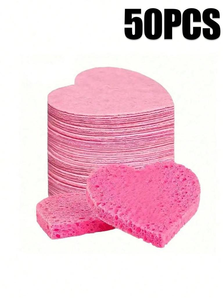 10/20/50PCS Compressed Heart-Shaped Facial Sponges Natural Wood Pulp Face Wash Puff Foaming Face Cosmetic Face for Home OrTravel