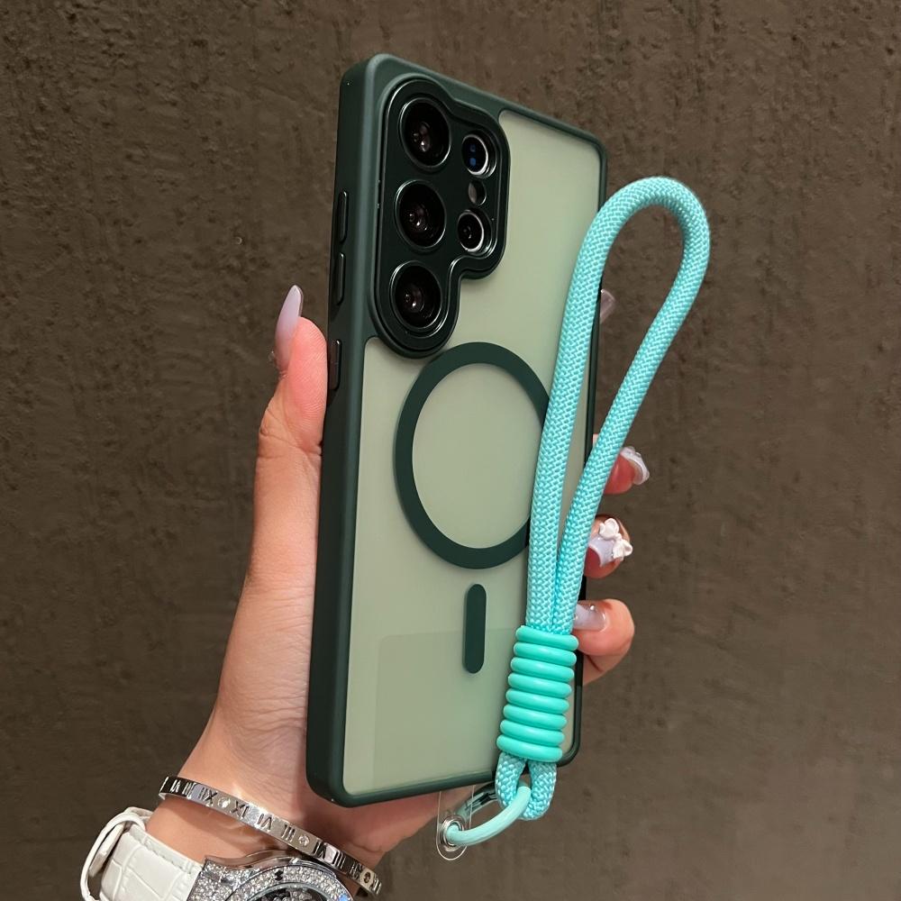 Šňůrka na zápěstí Magnetický Matný Průsvitný Kryt Pro Pro Samsung S26 S25 Ultra S24 FE S23 Plus Pro Magsafe Bezdrátové Nabíjení Kryt