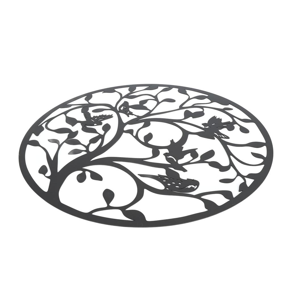 11.81inch Tree Of Life Wall Art Black Coating Round Shape Hollow Out Metal Tree Life Wall Hanging Decor