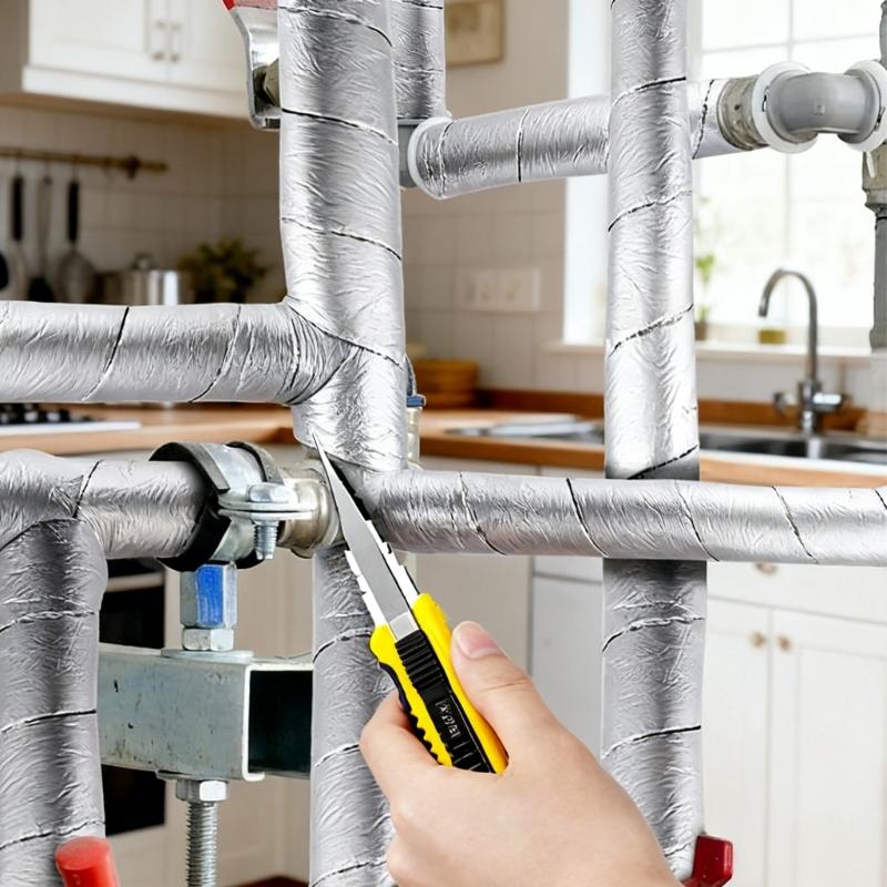 2 Rolls 32.81FT Winter Pipeline Insulation Tape Adhesive Pipe Wrap Tape Outdoor Indoor Winter Freeze Protections