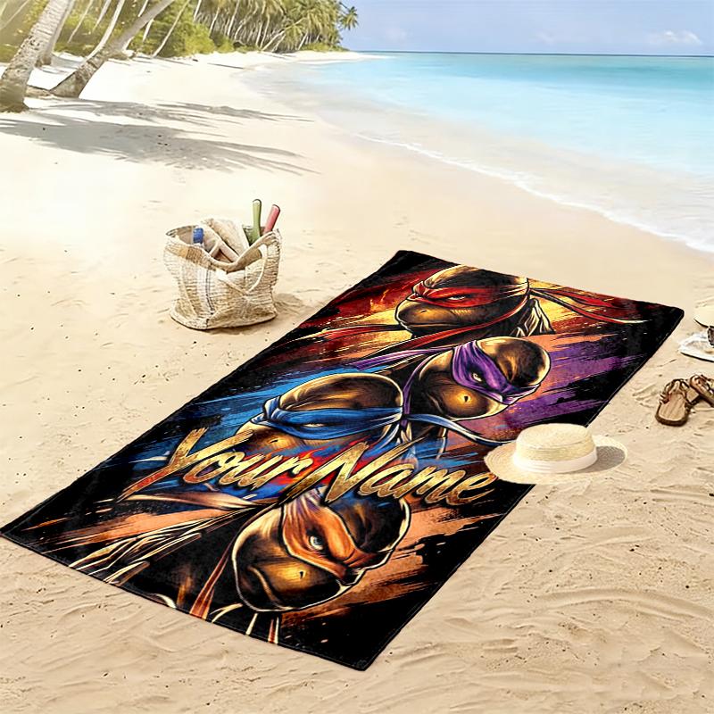 Custom NameTurtle Power Beach Towel Soft Microfiber Summer Towel Quick Dry Absorbent Towel for Beach Swimming Pool Travel