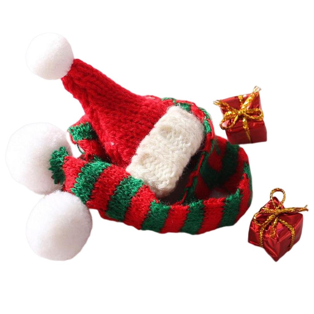 Christmas Doll Clothes Ornaments Christmas Tree Scarf Christmas Snowman Hats Scene Layout Dolls Accessories for 1:12 Santa