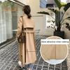 Fall Winter Women Jacket Double-breasted Buttons Solid Color Turn-down Collar with Belt Mid Length Windproof Outdoor Overcoat