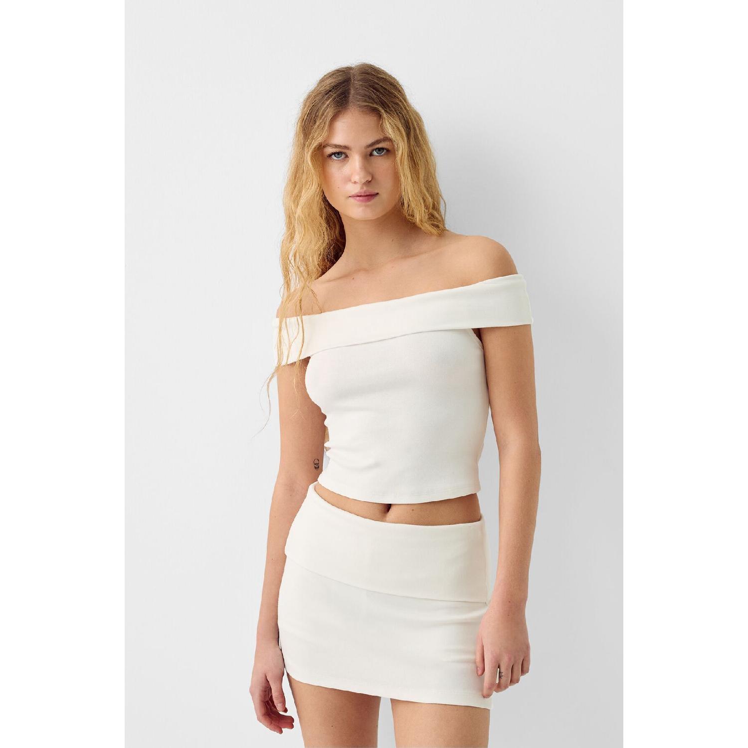 

Folded Waist Mini Skirt M білий