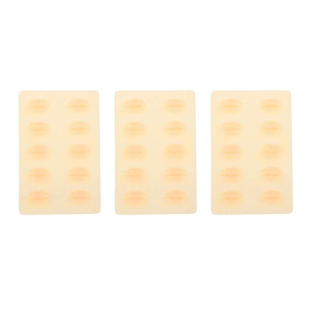 3 Sheets 3D Lip Practice Skin Reusable Lightweight Easy Clean Silicone Lips for Beginners Makeup Practice