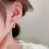 Real gold electroplated silver needle zircon shell C-shaped earrings fashion high-end double-layer stud earrings niche design earrings women