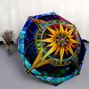 Stained Compass Rose Window ArtUmbrella, Portable 3-Fold Compact Umbrella for Men & Women Gift