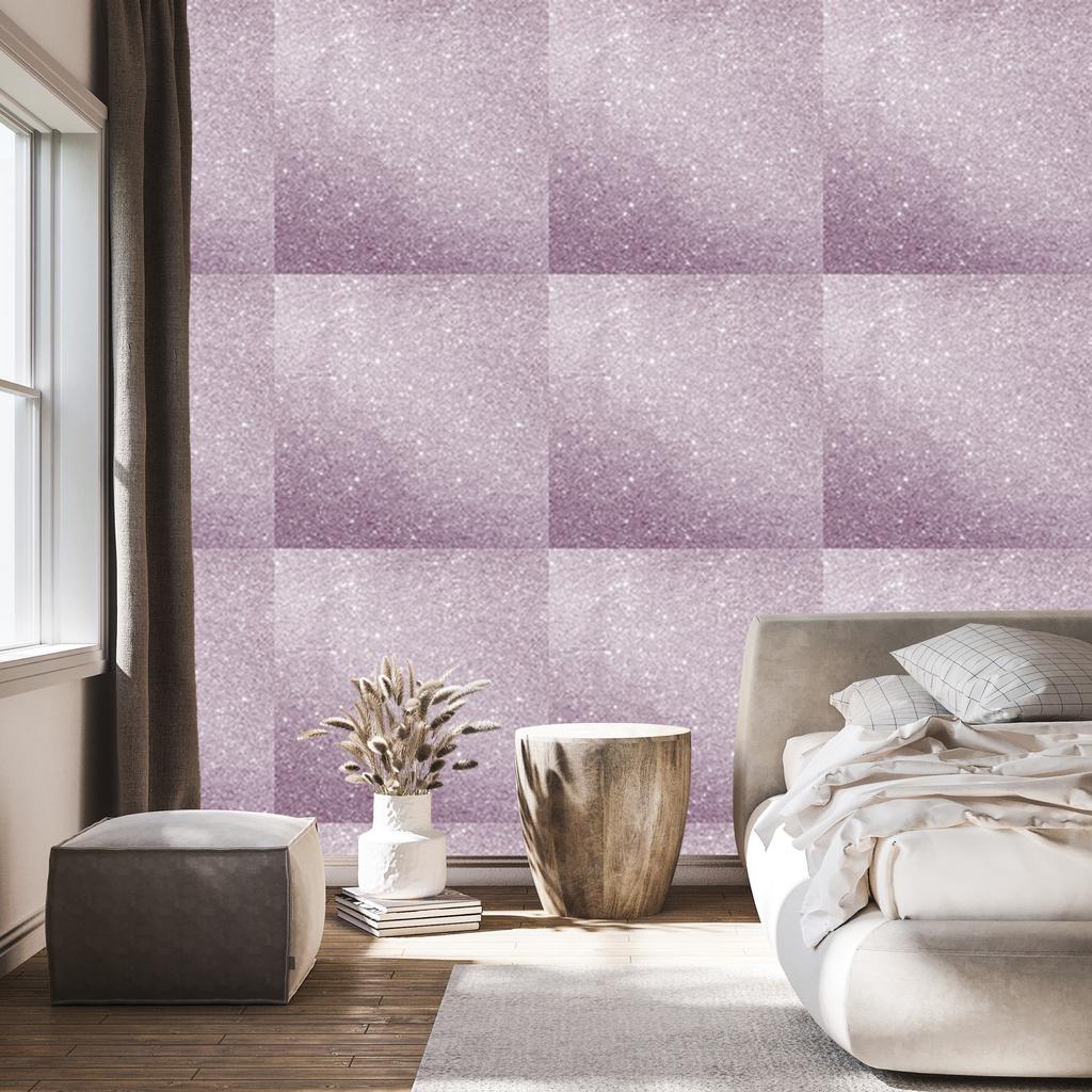 Light gray and purple glitter wallpaper for living room and bedroom 50x1000