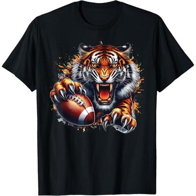 Touchdown American Football Game Day Thanksgiving Tiger Cool T-Shirt(2)