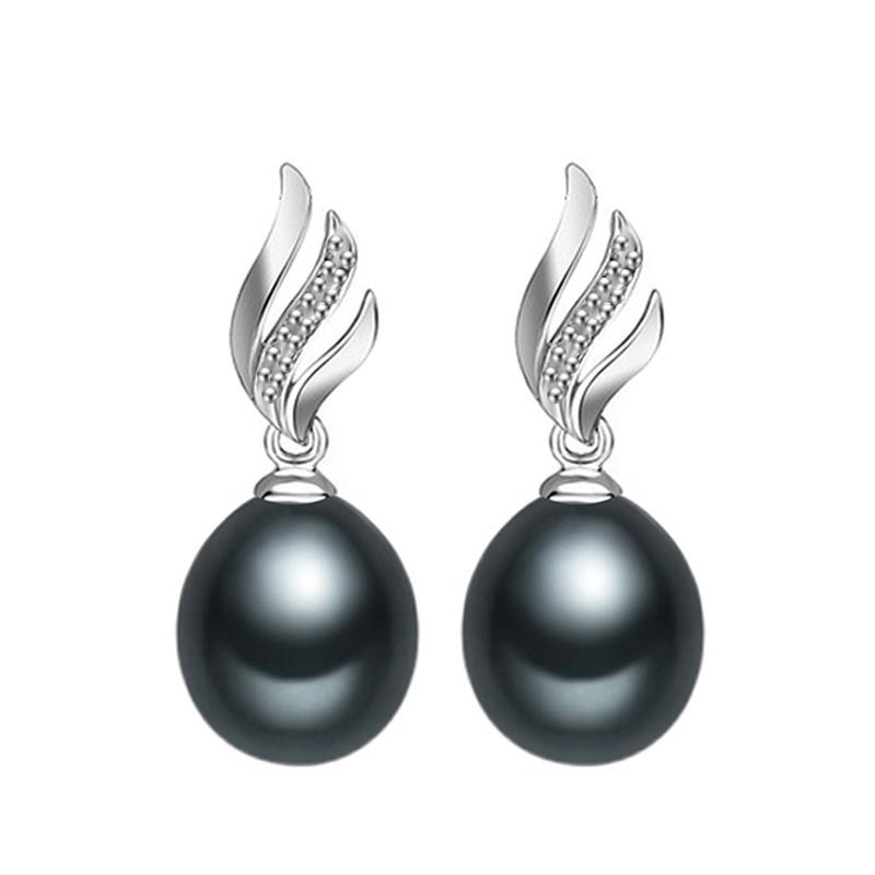 

LSOOYH. Женские серьги с натуральным пресноводным жемчугом чёрный