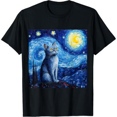 British Shorthair Cat Starry Night - British Shorthair Cat T-Shirt for Men Women Kids(2)