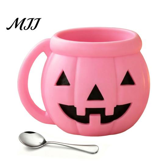Cute Pumpkin Shape Organizer Halloween Ice Cream Cup with Spoon, Keeps Hands Warm Dessert 3D Printed Decor Cup, PLA Creative Sleeve for Home
