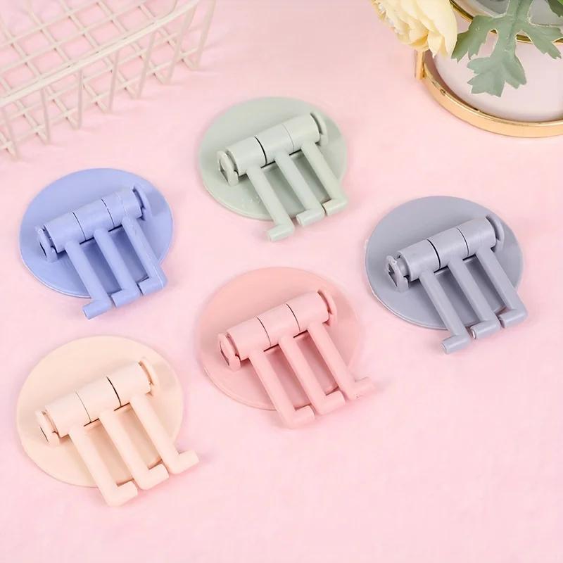1 Seamless Rotating Three Hook Strong Towel Hooks, Bathroom Tile Non Drilling Adhesive Multifunctional Auxiliary Hooks