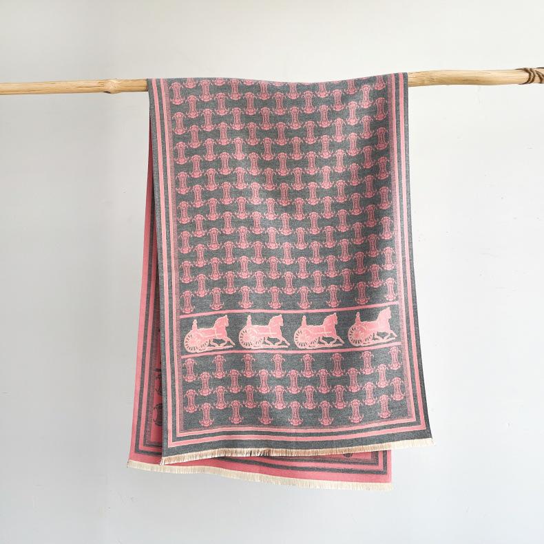 Korean-Style Houndstooth Faux Cashmere Scarf Shawl for Women - Thickened Double-Sided Winter Neck Warmer