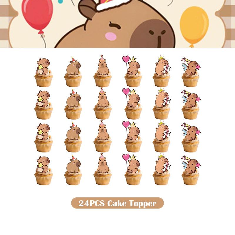 Capybara Decoration Birthday Party Favors Tableware Set Cup Plate Balloons Gift Bags Happy Banner Cake Topper Supplies for Girls