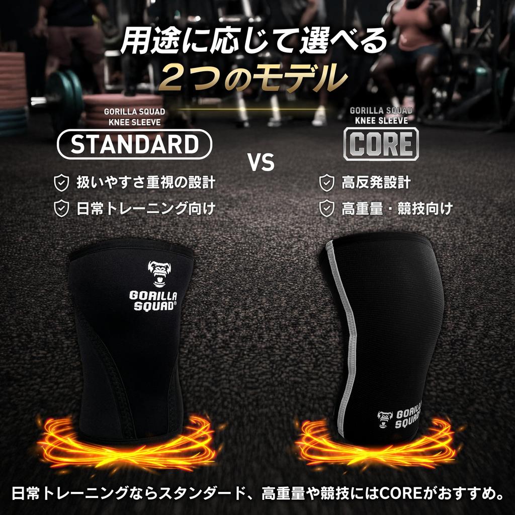 GORILLA SQUAD Knee Standard 7mm Neoprene Knee Sleeves for Strength Training and Weight Left and Right XL [Firm Support] Training, Set, Red,