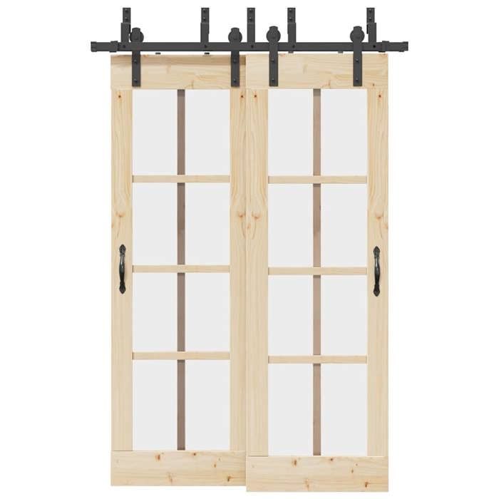 VidaXL Kit de quincaillerie de porte coulissante 152,5 cm acier noir, quincaillerie de porte coulissante, rail de porte de 3295723