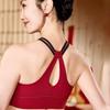 European & American Fashion Cross-Back Vest and Sports Bra with Fitness Pants Set - Red