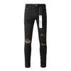 Mens Straight Fit Distressed Patchwork Denim Jeans Vintage Streetwear Style High Waist Ripped Cotton