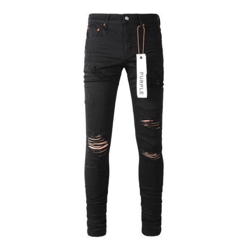 Mens Straight Fit Distressed Patchwork Denim Jeans Vintage Streetwear Style High Waist Ripped Cotton
