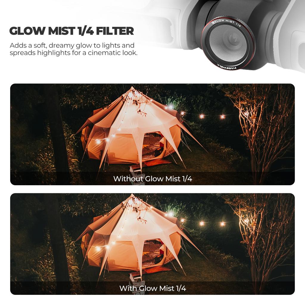 Freewell Zestaw 3 Filtrów Magnetycznych Kompatybilność Drony DJI Neo 2 ND, UV, CPL, ND/PL, Glow Mist 1/4 Akcesoria Fotograficzne