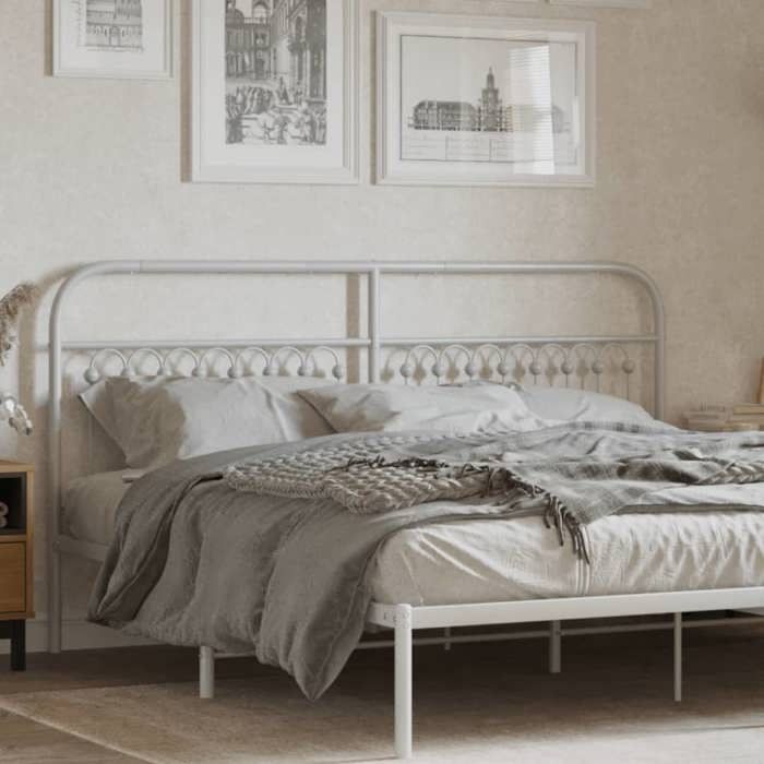 VidaXL Tête de lit métal blanc 180 cm, tête de lit en métal, tête de lit haute, tête de lit pour lit double, tête de lit 376685