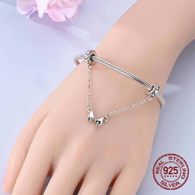 Hand In Hand Rubber Stopper Safety Chain Charms Copper Dangle Pendant Fit Bangle Bracelet Necklace Diy Jewelry